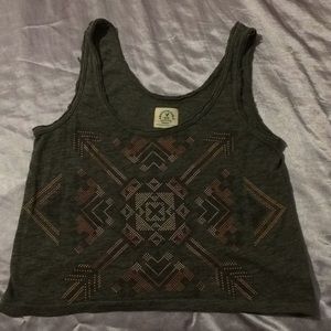 Grey American Eagle Tank Top with Tribal Print